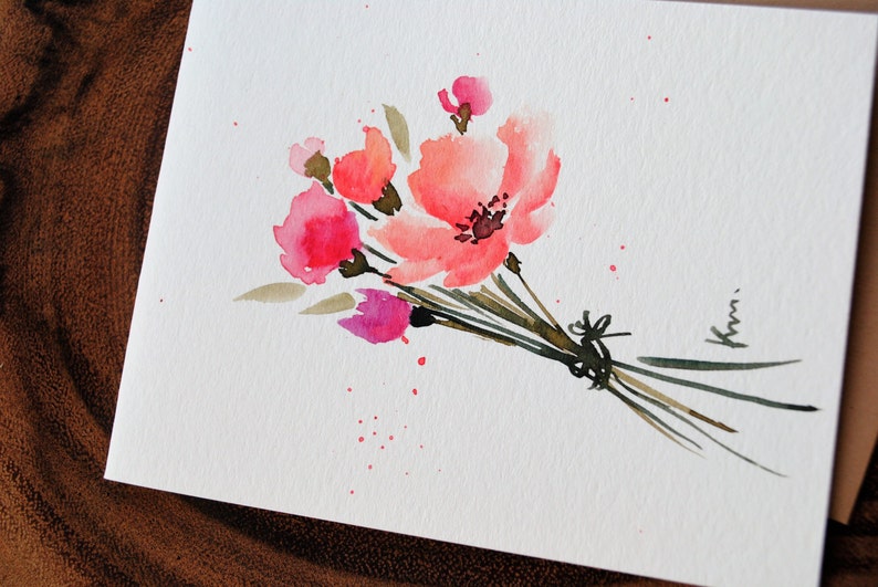 Hand Painted Sunshine Watercolor Blank Card