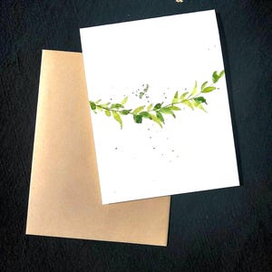 Set van 3_Original handgeschilderde aquarel bladeren, Kerstmis, vakantie, blanco groet, verjaardag, bedankkaarten 4,25 "x 5,5"