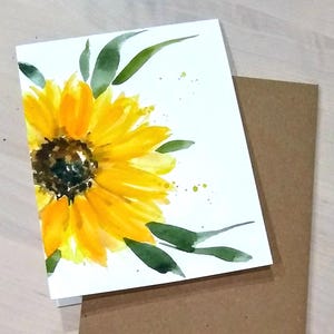 Lot de 3 originaux, peints à la main, aquarelle, tournesol, floral, voeux vierges, guérissez bientôt, carte à collectionner d'artiste, cartes de remerciement 4,5 x 5,5 pouces