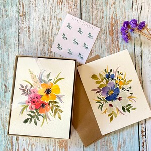 Set of 6 - Gift Pack- Original Hand Painted Watercolor Floral, Thank ...