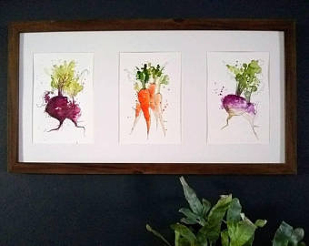 rustic vegetable kitchen prints | 3-piece wall art |... Printable Digital Files,set of 3, Watercolor, Root Vegetables, Instant ...