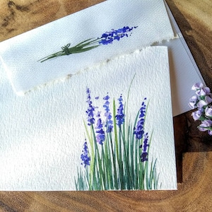 set of 3, Original hand painted watercolor floral, birthday, mother's day, Blank greeting card, thank you card, sympathy Lavender 4.25"x5.5"