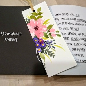Set of 2- Original hand painted watercolor floral  bookmark , handmade, unique gift for a book lover.