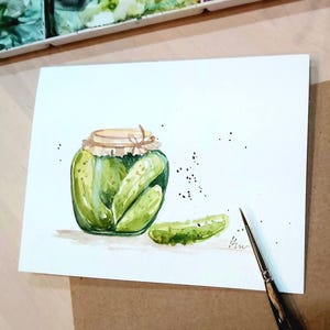 Original Aquarell, handgemaltes Einmachglas, Geburtstagskarte, Dankeschön, Karte 11x14cm.