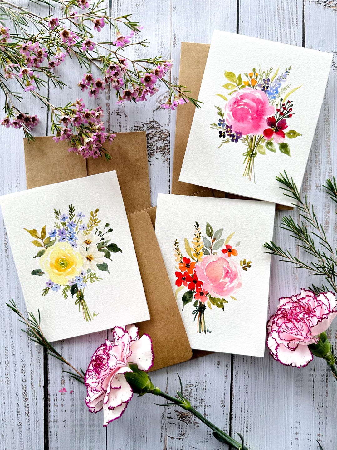 Set of 3 Original Hand Painted Watercolor Floral, Mother's Day ...