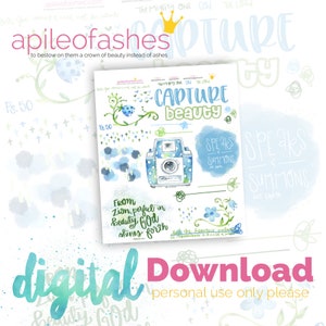 Capture Beauty Bible Journaling Printable, Margin Stickers, Bookmarks, Sticker Printable