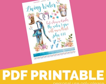 Living Water Bible Journaling Descarga digital imprimible
