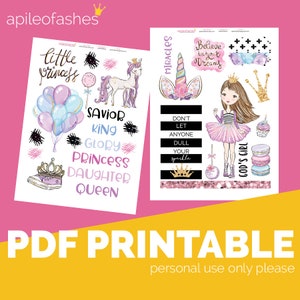 God&#39;s Girl Bible Journaling Printable, Margin Stickers, Bookmarks, Sticker Printable