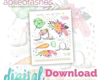 Sleepy Bunny Bible Journaling Digital Download Printable