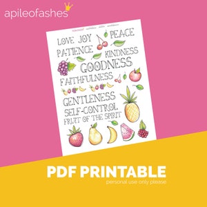 Fruit of the Spirit Download Printable Bible Journaling, Margin Stickers, Bookmarks, Sticker Printable