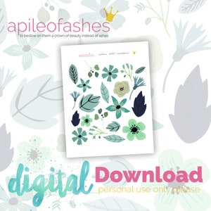 Blue Flowers Bible Journaling Digital Download Printable