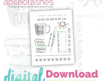 Top O The Mornin Digital Download Printable Bible Journaling, Margin Stickers, Bookmarks, Sticker Printable