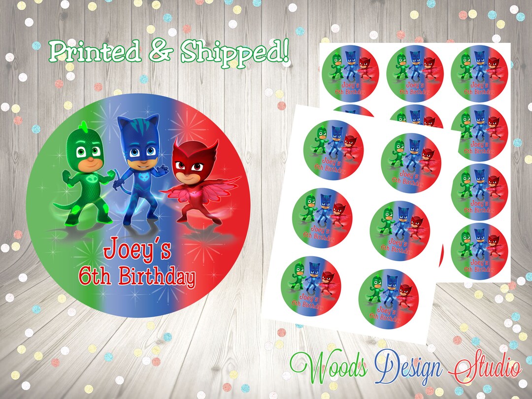 PJ Masks Stickers, Personalized, Printed &amp; Shipped, Thank You Birthday ...