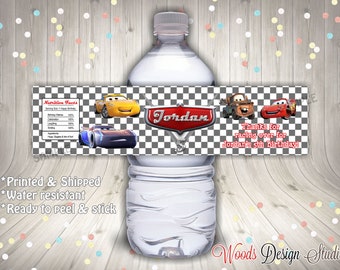 Cars 3 // Custom Water Bottle Labels // Bottle Wraps // Water Resistant // Personalized // Printed & Shipped