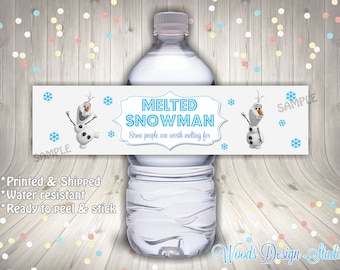 Frozen Olaf Birthday // Custom Water Bottle Labels // Bottle Wraps // Water Resistant // Printed & Shipped