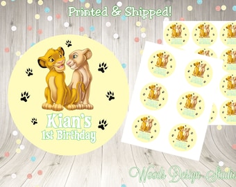 Lion King // Personalized // Printed & Shipped // Thank You Birthday Stickers // Choice of Size // Round Favor Label