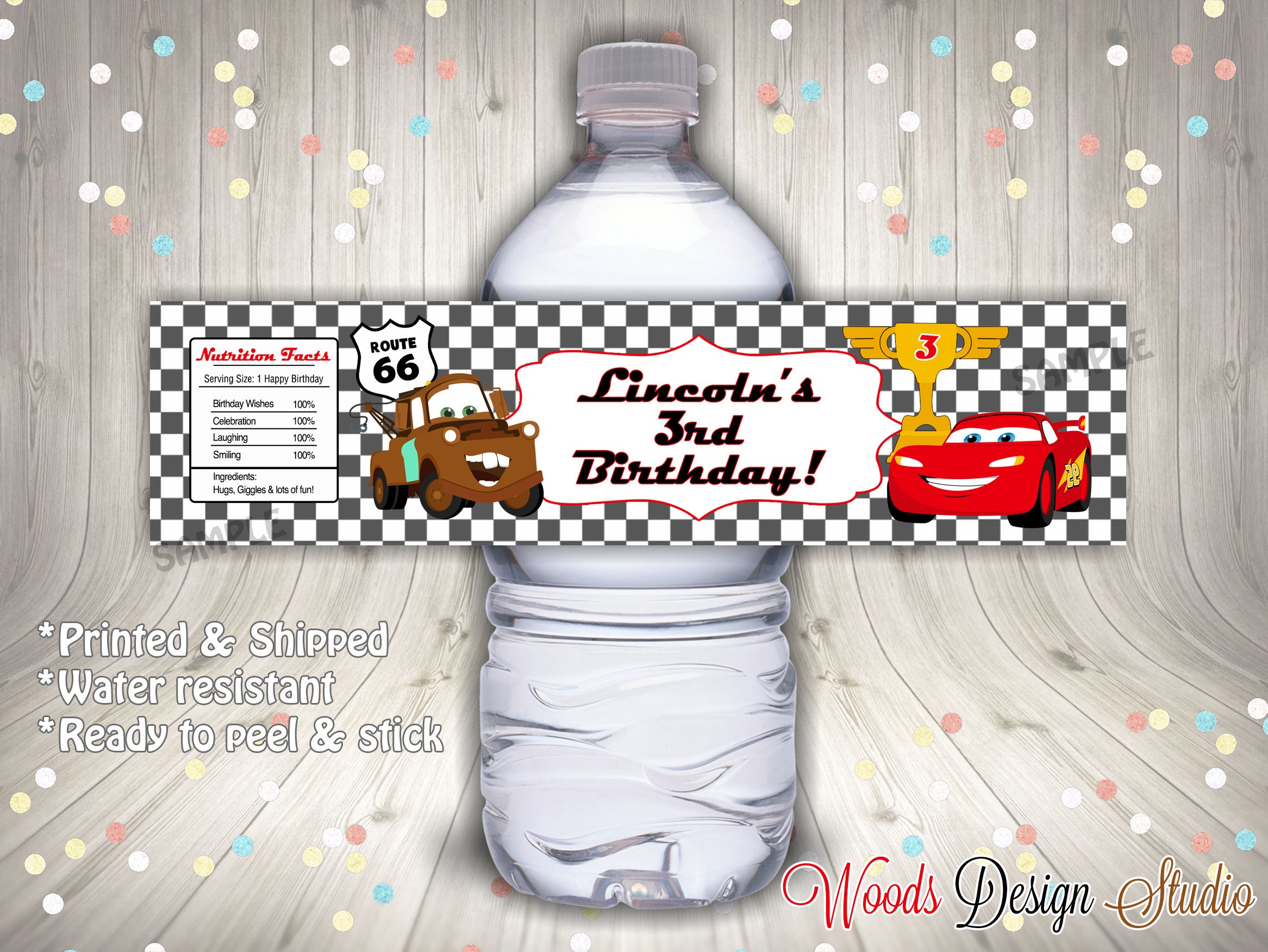 cars 3 custom water bottle labels bottle wraps water etsy