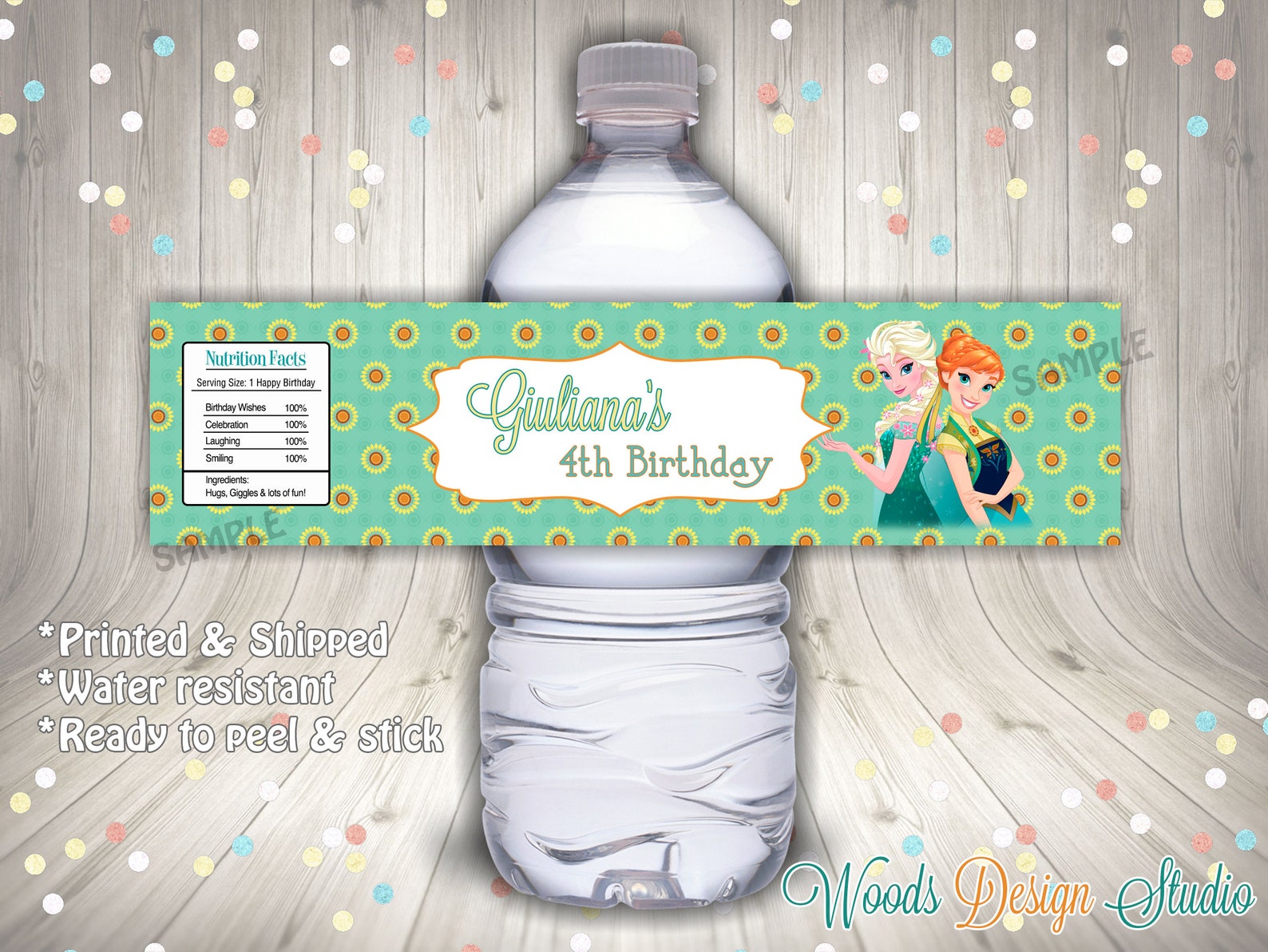 Frozen Fever // Custom Water Bottle Labels // Bottle Wraps // - Etsy