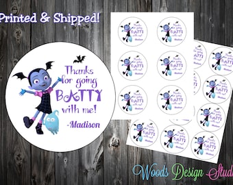 Vampirina // Personalized // Printed & Shipped // Thank You Birthday Stickers // Choice of Size // Round Favor Label