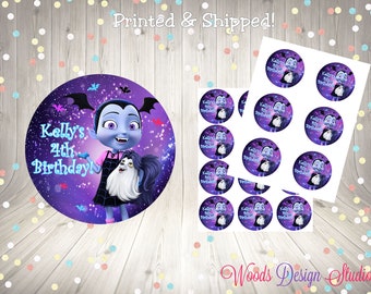 Vampirina // Personalized // Printed & Shipped // Thank You Birthday Stickers // Choice of Size // Round Favor Label