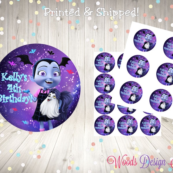 Vampirina // Personalized // Printed & Shipped // Thank You Birthday Stickers // Choice of Size // Round Favor Label