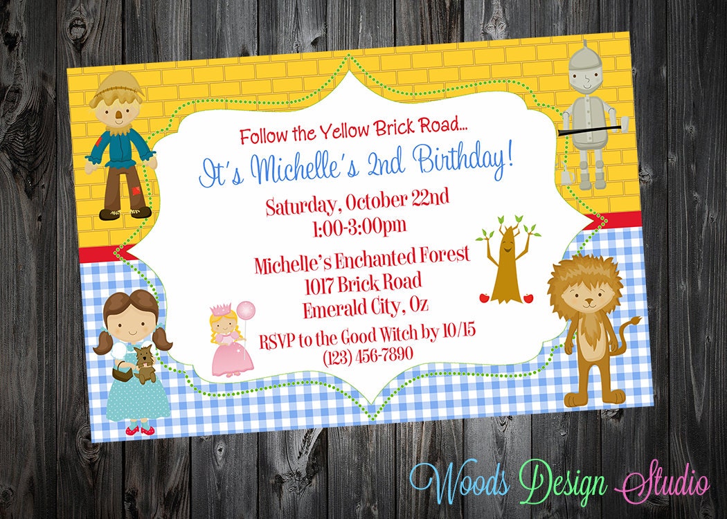Custom Wizard of Oz Inspired Party Birthday Invitations ...
