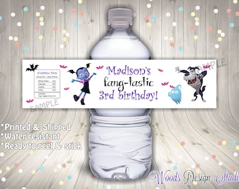Vampirina // Custom Water Bottle Labels // Bottle Wraps // Water Resistant // Personalized // Printed & Shipped