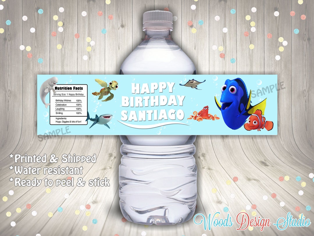 Finding Dory Birthday Party Water Bottle Labels, Custom, Personalized ...