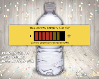 Monsters Scream Canister Container, Custom Water Bottle Labels, Bottle Wraps, Water Resistant, Printed & Shipped, Fast Ship