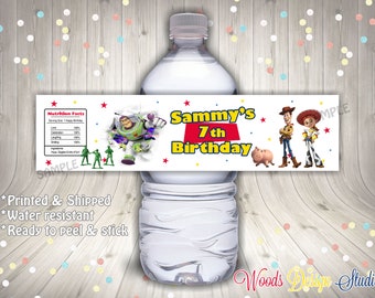 Custom // Printed & Shipped // Toy Story Buzz Lightyear Birthday Party Water Bottle Labels // Wraps // Water Resistant // Personalized