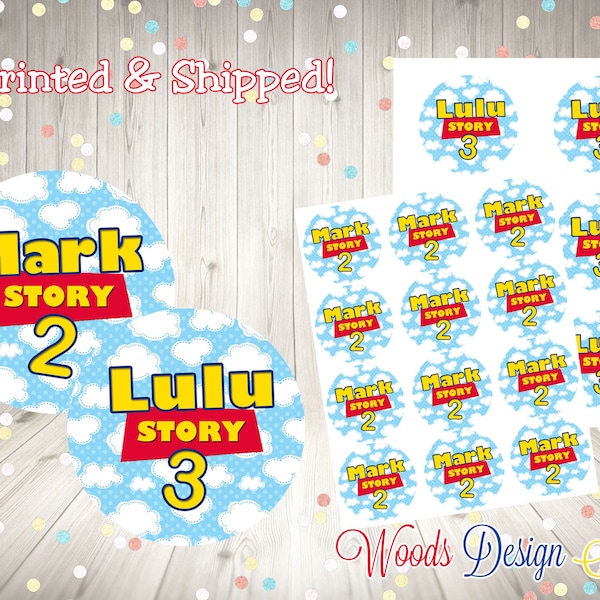 Toy Story Party Sticker, Personalized, Printed & Shipped, Thank You Birthday Stickers, Choice of Size, Round Favor Label, Fast Shipping