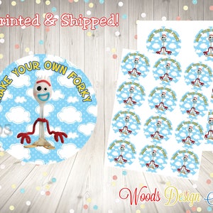 Toy Story 4 Forky Stickers, Make Your own Forky, Printed & Shipped, Thank You Birthday Labels, Choice of Size, Round Party Favor Label