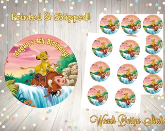 Lion King // Personalized // Printed & Shipped // Thank You Birthday Stickers // Choice of Size // Round Favor Label