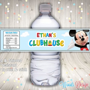 Mickey Clubhouse // Custom Water Bottle Labels // Bottle Wraps // Water Resistant // Personalized // Printed & Shipped