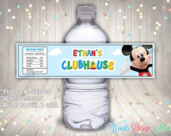 Mickey Clubhouse // Custom Water Bottle Labels // Bottle Wraps // Water Resistant // Personalized // Printed & Shipped