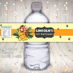 Custom // Printed & Shipped // Lion King Birthday Party Water Bottle ...