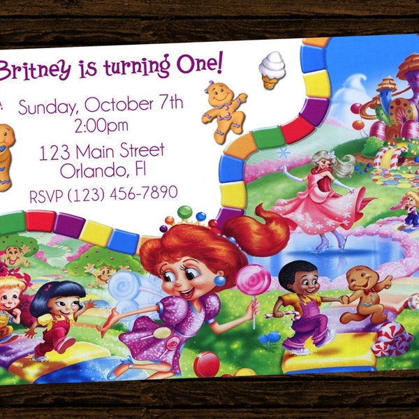 Custom Candyland Birthday Party Invitations - DIY Printable File