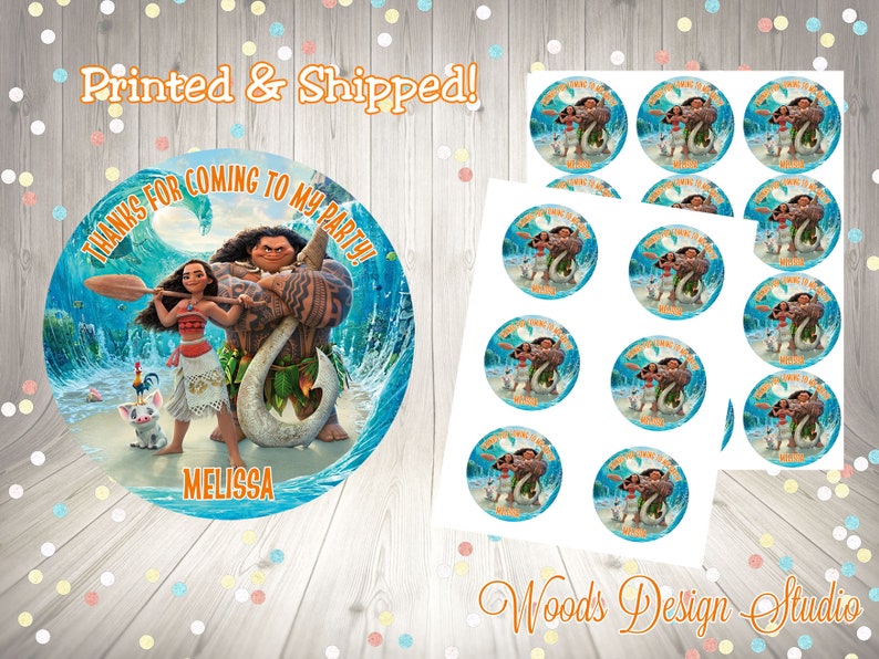 Baby Moana Birthday // Pua Hei Hei // Custom Water Bottle Labels // Bottle Wraps // Water Resistant // Personalized // Printed & Shipped image 5