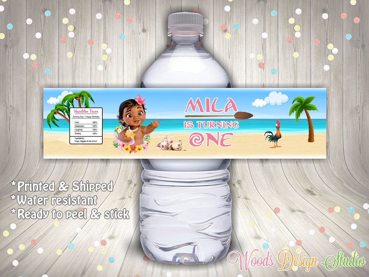 Editable Baby Moana Water Bottle Labels Printable-Set of 4 – Mug+Mouse  Designs
