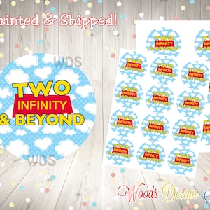 Toy Story Party, Two Infinity, Printed & Shipped, Thank You Birthday Stickers, Choice of Size, Round Party Favor Label