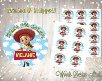 Toy Story Jessie Birthday Stickers Personalized Party Favor Labels Printed and Shipped Cowgirl Jessie Thank You Stickers