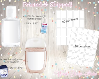 Personalized Hand Sanitizer Labels Birthday Party Favor Stickers Pocketbac Size Sanitizer Stickers Printed Party Favor Labels
