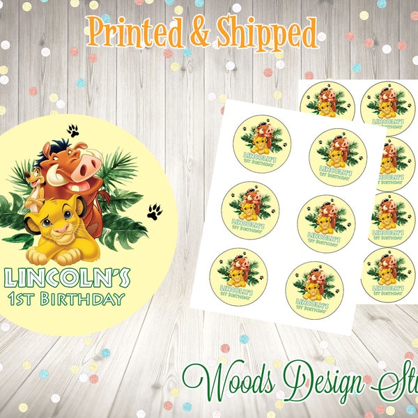 Lion King // Personalized // Printed & Shipped // Thank You Birthday Stickers // Choice of Size // Round Favor Label