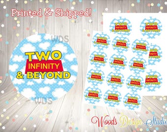 Toy Story Two Infinity Stickers Round Party Labels for Birthday Favors and Treat Bags