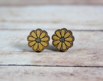 Hand painted Yellow Flower Earrings