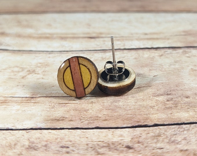 Red and Yellow Wood Earring