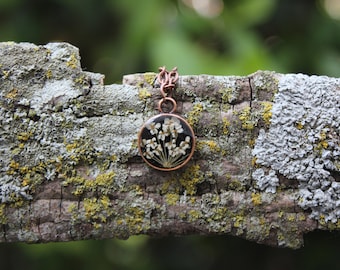 Tiny Copper Queen Anne's Lace Necklace