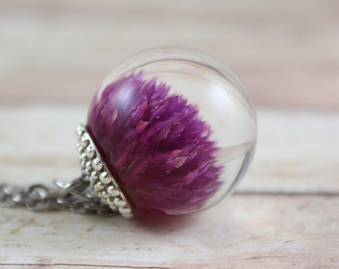 Purple Gomphrena Necklace