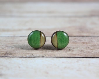 Green Butterfly Flower Wood Earring