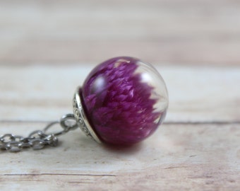 Small Purple Gomphrena Necklace